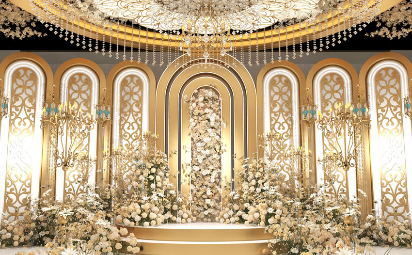 甘孜香槟色调婚礼堂效果展示